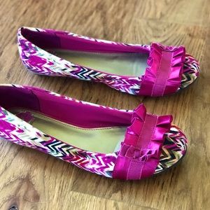Lightly worn pink ruffle flats